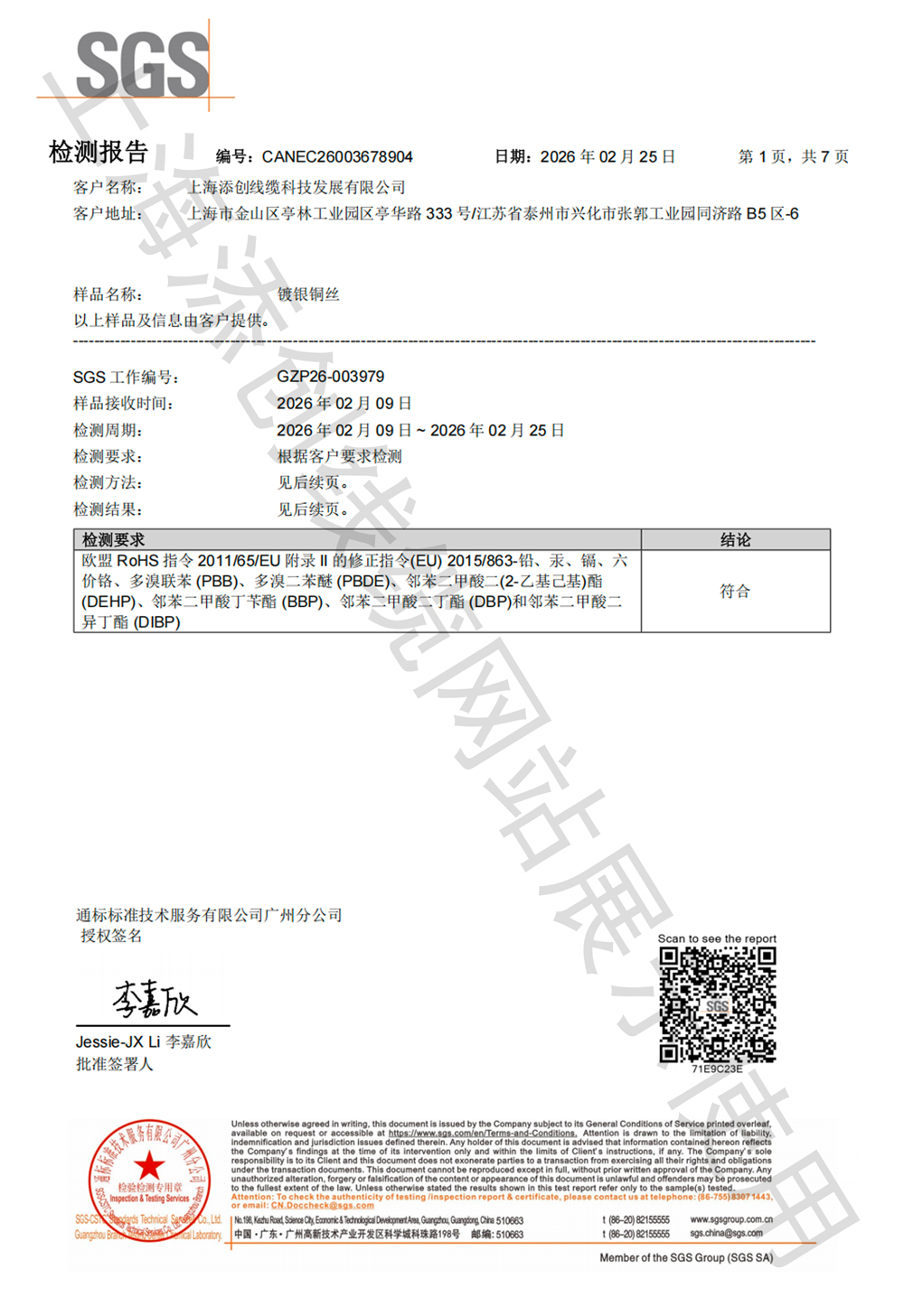 镀银铜丝REACH(SVHC)中文版